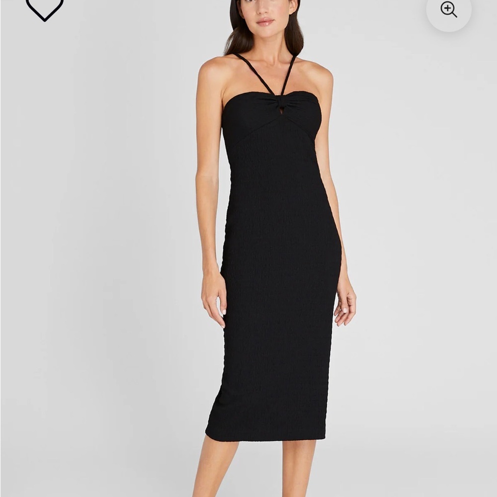 Club Monaco Black mock smocked Midi Dress large
